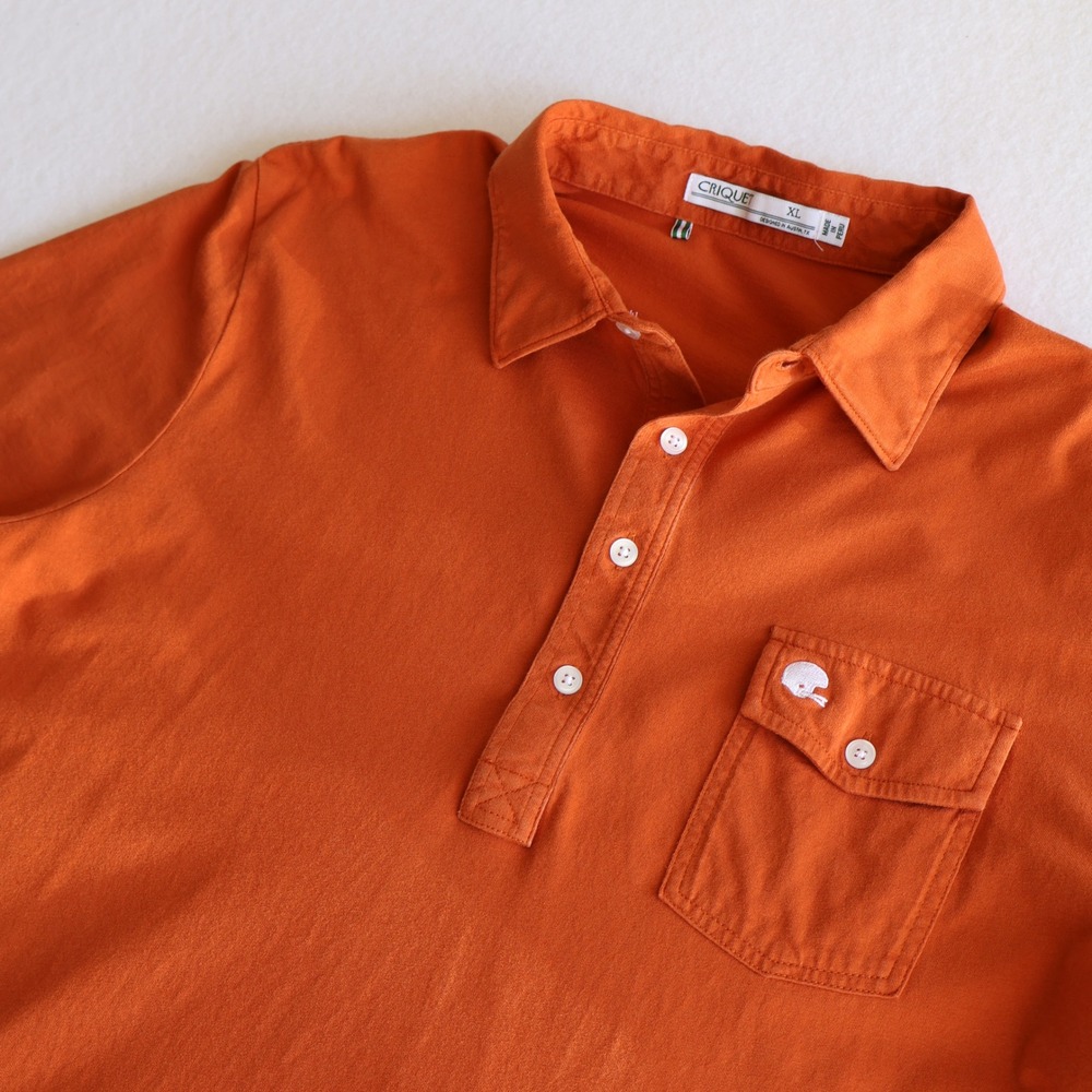 Criquet Mens Polo Shirt XL Orange UT Texas Longhorns Football Organic Cotton